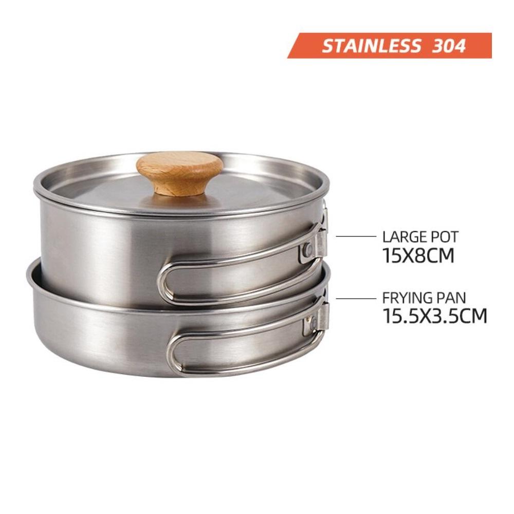 NOBANA Camping Pot Set 304 Stainless Steel Outdoor Cookware Kit Cooking Set Travel Tableware Tourism Hiking Picnic Equipment