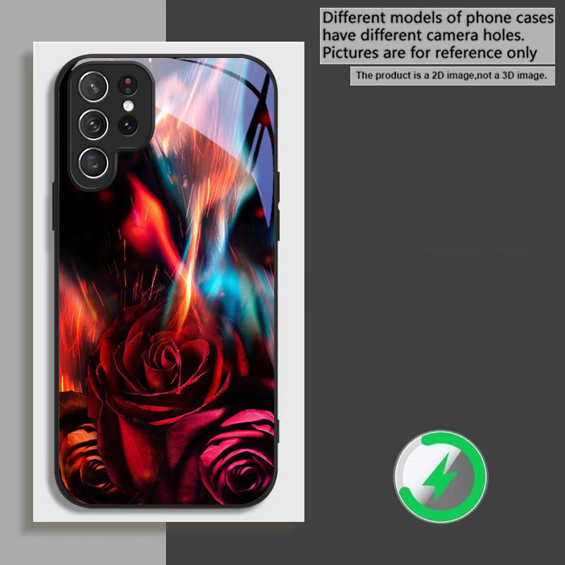 Brilliant Flame Rose Suitable For Samsung Galaxy S26 Ultra S20 FE S21 S22+ S23 Plus S24 S25 Edge magnetism Glass Phone Casee