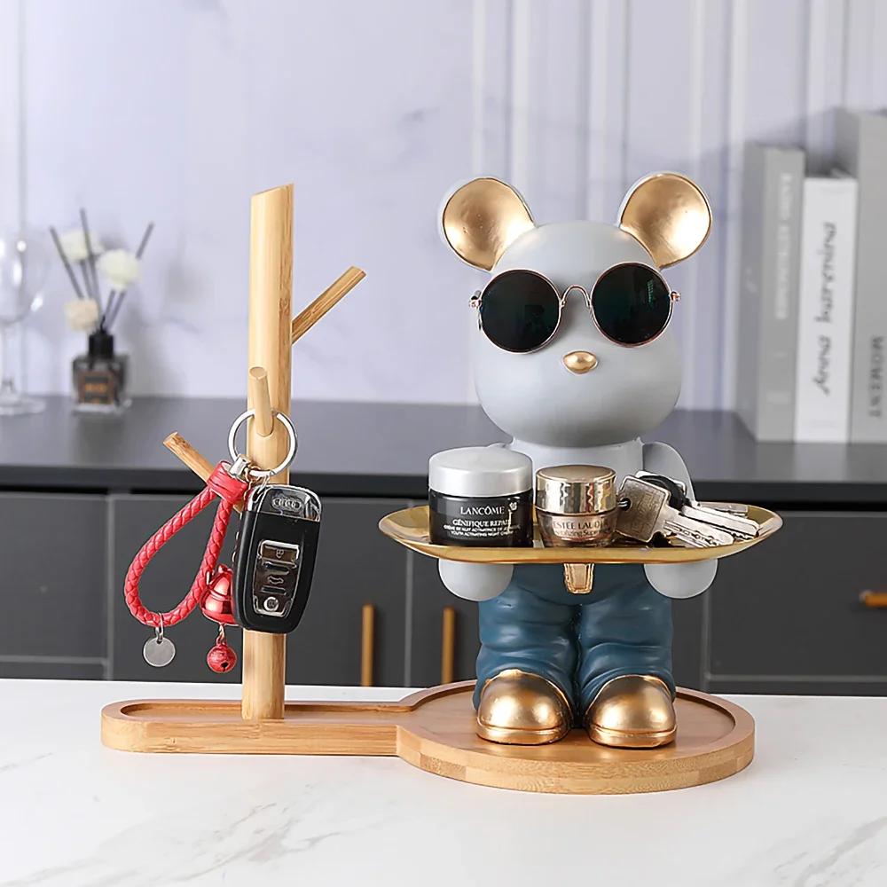 Bear Tray Bear Sculpture Piggy Bank Violent Bear Statue Resin Ornament Desktop Accessories Kids Gift Living Room Home Decor