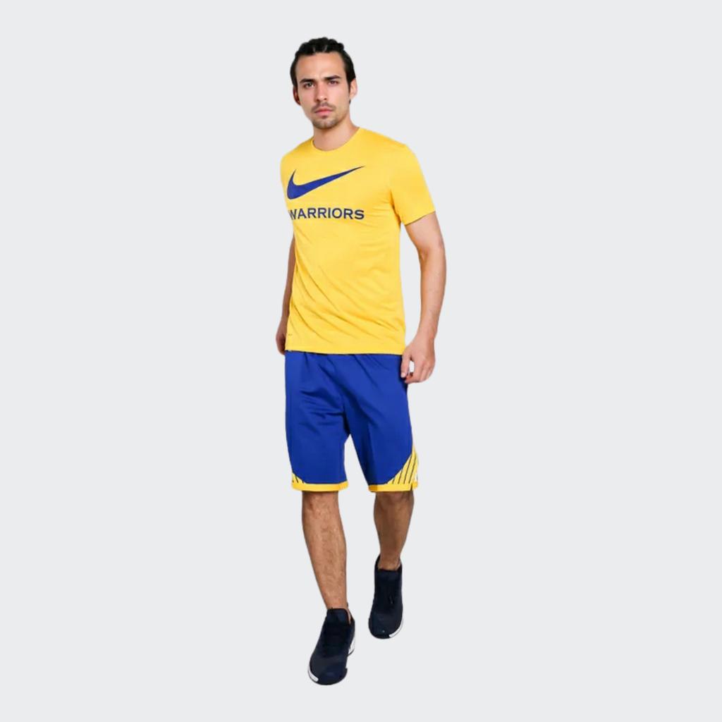 Nike NBA Color Block Logo Print Basketball Shorts AU Player Edition Golden State Warriors Men Shorts Blue 866383-495