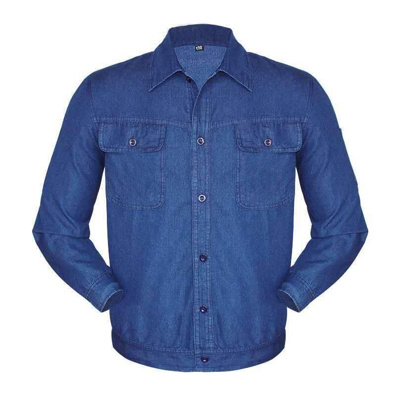 Men's Summer Work Suit: Breathable, Wear-Resistant Denim with Thin Short/Long Sleeve Tops and Pants for Welding Protection