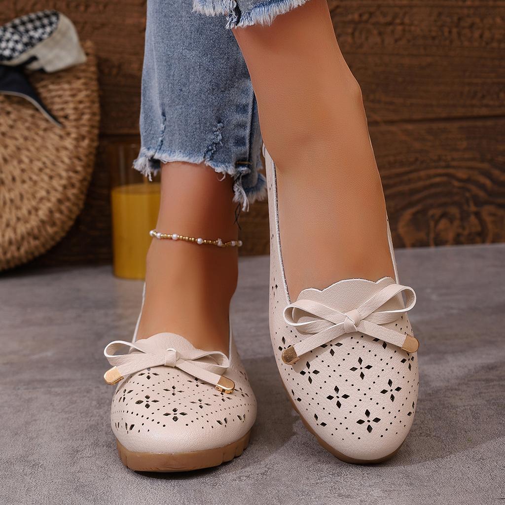 Women Loafers Comfortable Sneakers Femme Spring Autumn Casual Shoes Women Bowknot Hollow Shoes Ladies Zapatos De Mujer