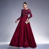 Elegantes europäisches & amerikanisches Langarm-Pailletten-Abendkleid