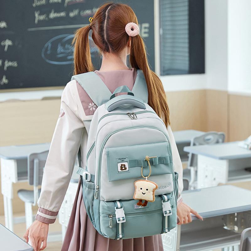 

New Style for College Women s Simple Large Capacity Nylon Backpack Simple Style Junior High School Student Schoolbag Korean Version Dirty Resistant