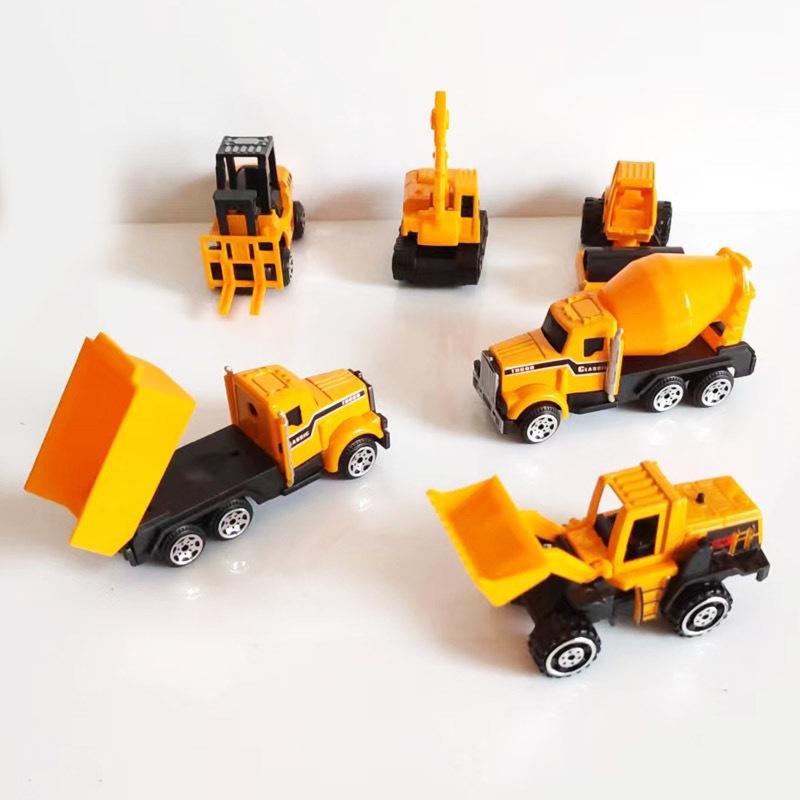 6Pcs/Set Educational Toys Alloy Plastic Engineering Truck Car Construction Model Vehicle Loader Tractor Excavator For Kid Gifts