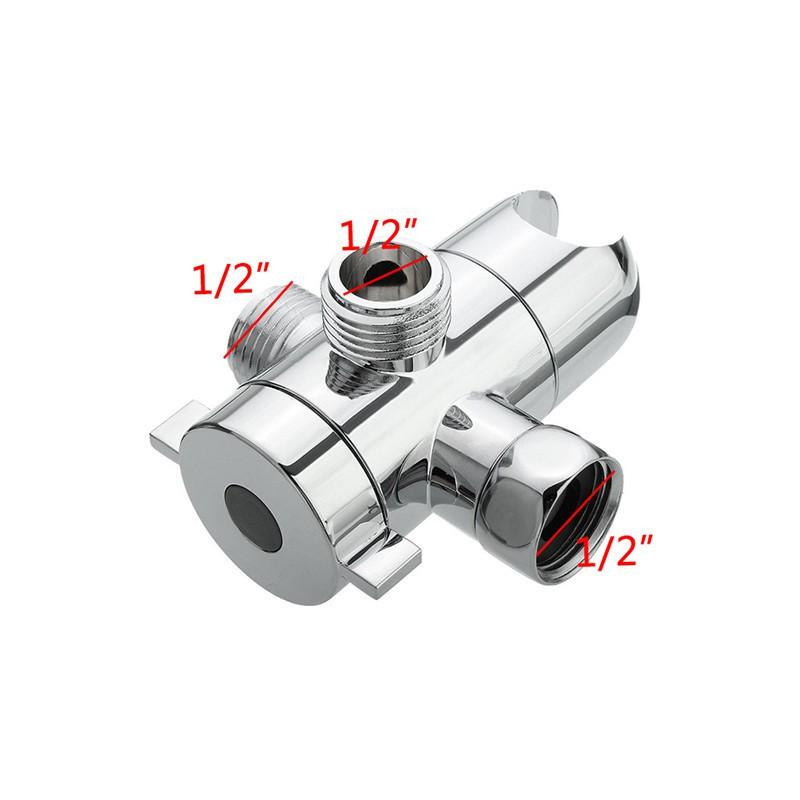 Shower Diverter Valve 3-Way Splitter With Outlet Socket ABS Chrome Plated Quick Install Bathroom