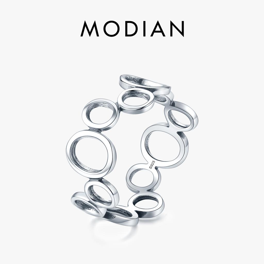 Modian Real 925 Silver Irregular Round Finger Ring Fashion Party Accessories For Women Fine Statement Jewelry Gift