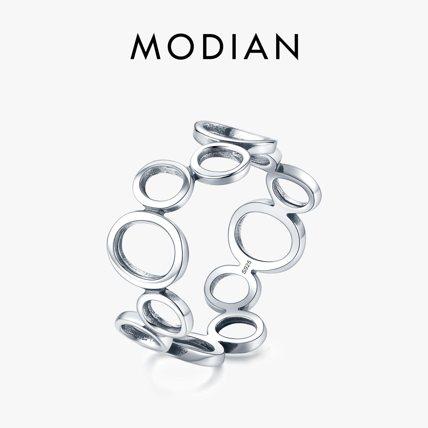 2021 Real 925 Sterling Silver Irregular Round Finger Ring Fashion Party Accessories For Women Fine Statement Jewelry Gift 5