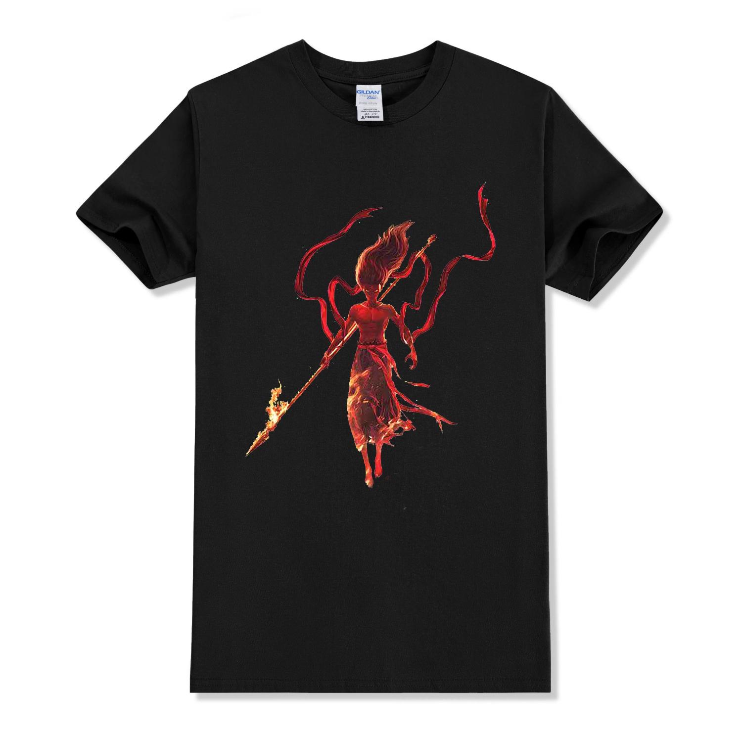 

2025 Мода внешней торговли Футболка с принтом Нечжа мужская и женская летняя новая хлопковая мужская и женская повседневная рубашка XXXXXL чёрный