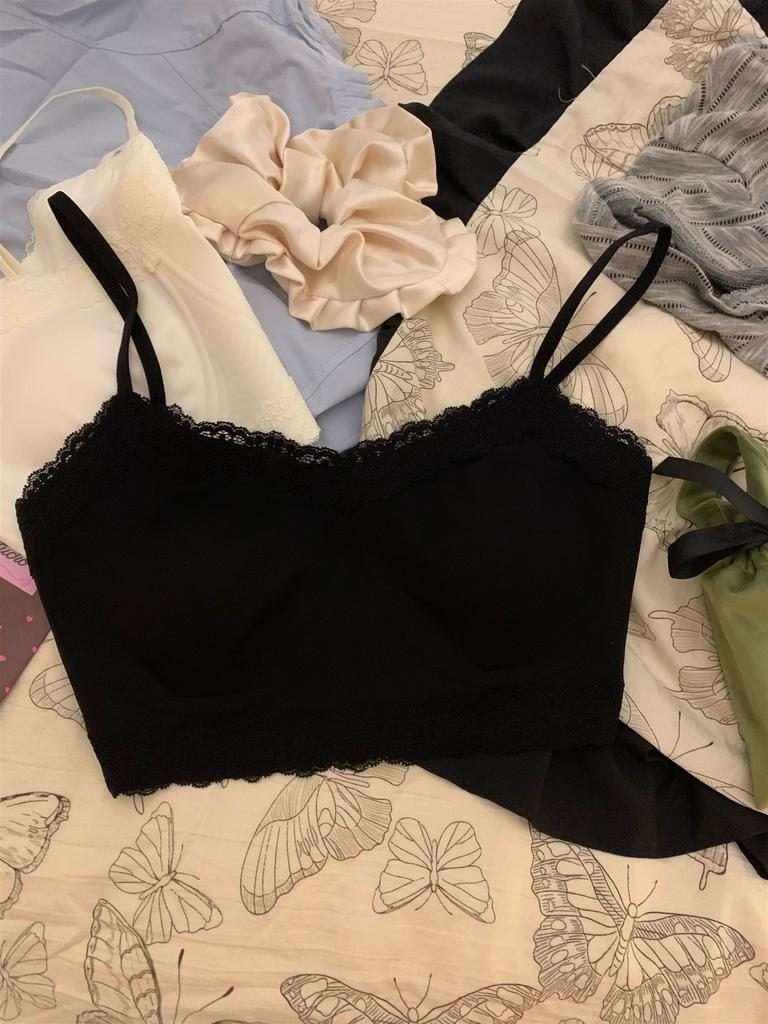 Seamless Lace Bandeau Camisole Bra, Wireless Push Up Anti-Exposure Thin Bra for Small Bust Women