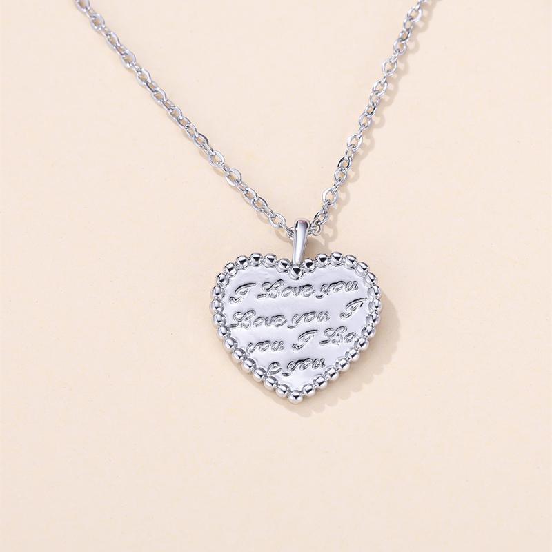 

Роскошное золотое глянцевое ожерелье с подвеской в ​​форме сердца для женщин, романтическое ожерелье с надписью «I Love You» серебряный
