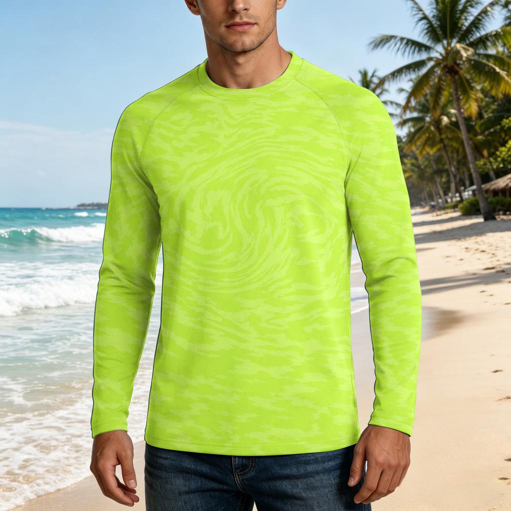 Men's UPF50+ Sun Protection Shirt Long Sleeve Outdoor Stretch Athletic Top Lightweight Quick Dry UV Resistant