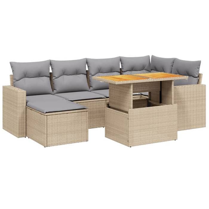 VidaXL Garden Lounge Set with Cushions 7 Pcs, Patio Sofas, Patio Furniture Set, Outdoor Furniture, Beige 3275593