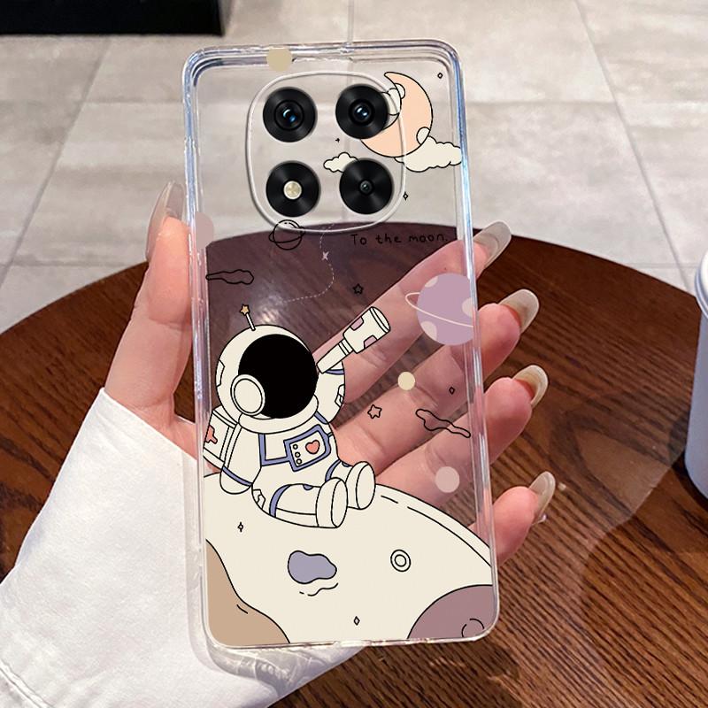 Cover For Xiaomi Poco X7 Case Luxury Aesthetic Cute Cat Fashion Astronaut Transparent Soft Silicone TPU Bumper Casing 24095PCADG