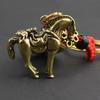 Brass Horseback Fly Car Keychain Pendant Horseback Win Fortune Zodiac Horse Creative Pendant
