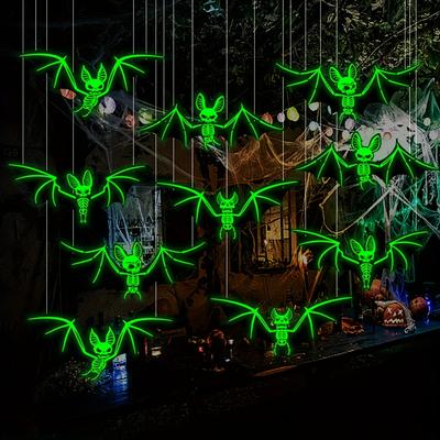 10 Stück Halloween Leuchtende Fledermäuse zum Aufhängen, Geeignet für Feiertagsdekorationen, Halloween Hängedekoration