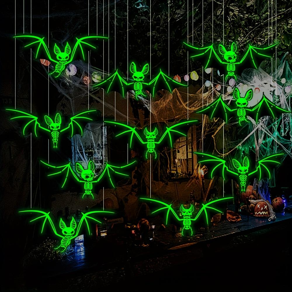 10pcs Halloween Glow-in-the-Dark Hanging Bats, Suitable for Holiday Decorations, Halloween Hanging Decoration