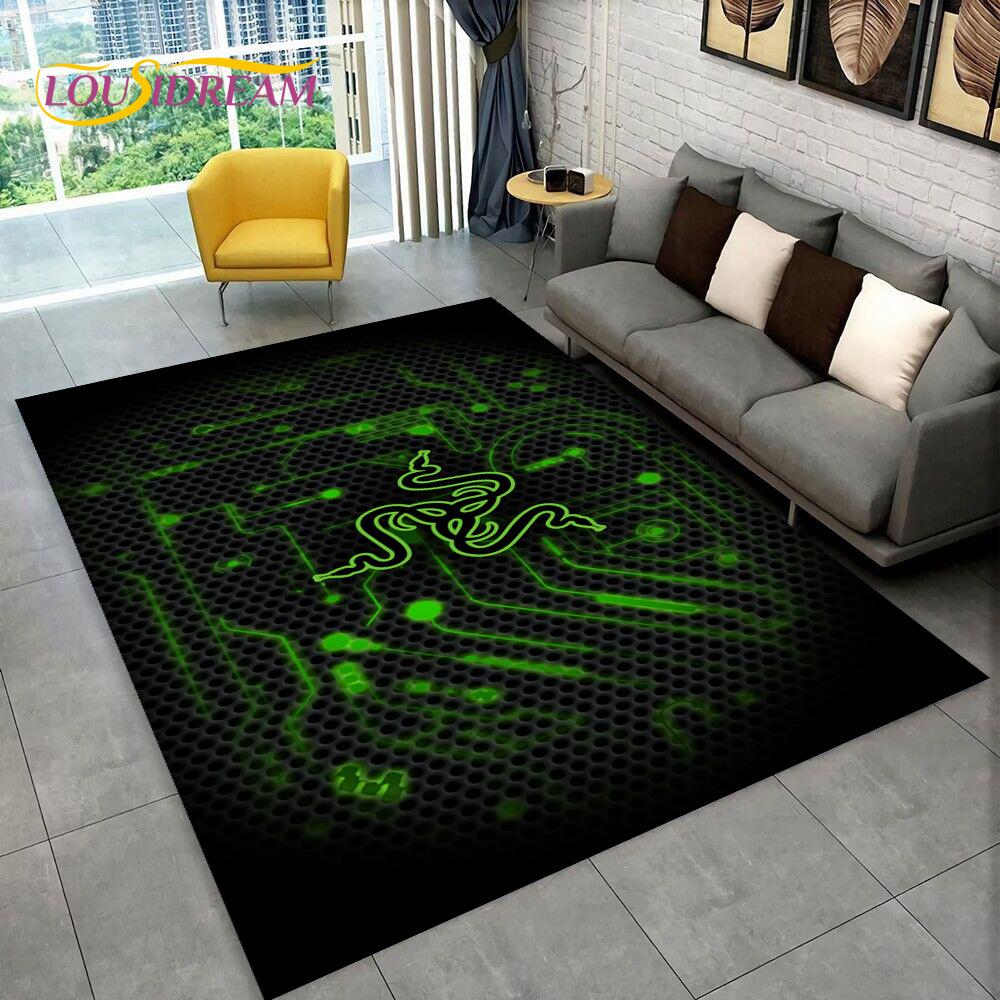 3D Razer Logo Game Gamer Snake Carpet Rug for Home Living Room Bedroom Sofa Doormat Decor,kids Play Area Rug Non-slip Floor Mat