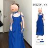 Französisches blaues Hosenträgerkleid Kinder Frühling und Sommer Neu Sanya Meeresurlaub Temperamentkleid
