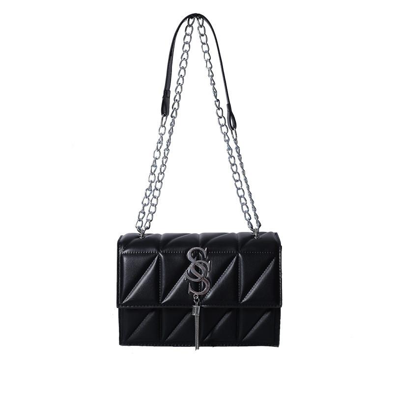 Trendy Retro Chain Shoulder Bag For Women Stylish Crossbody Purse In Black And White
