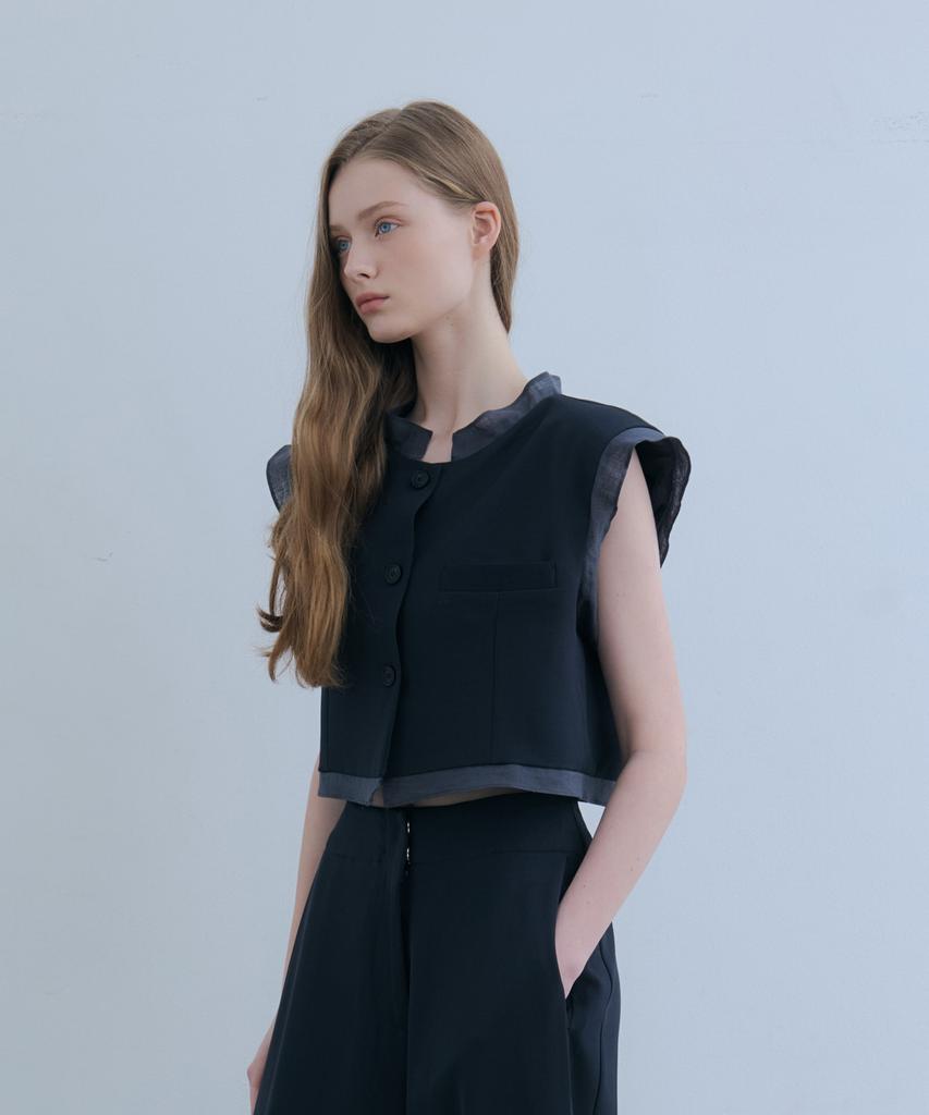 Oder Layering Crop Vest - Navy