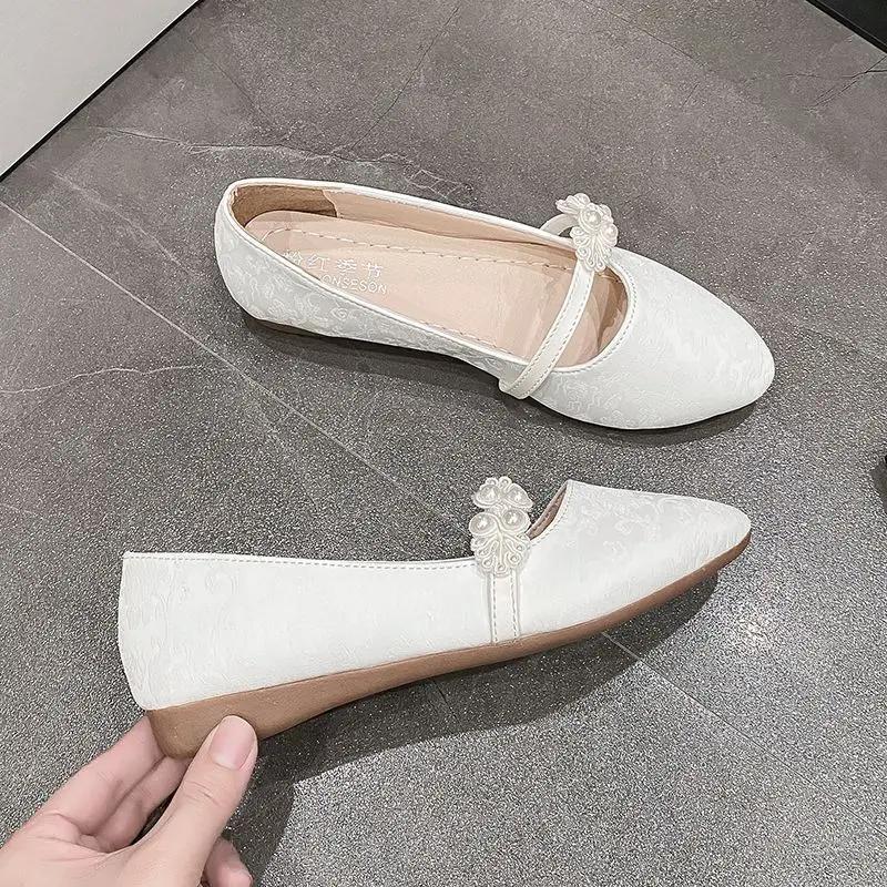 Fashion Ladies Footwear Elegant Party Leather Casual Pointed Toe Women's Flat Shoes Shallow With Heel Vacation Y2k Quick Delivery Shoe