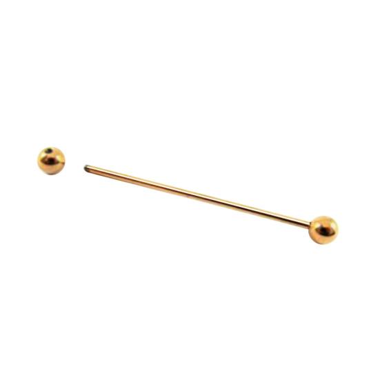 Men Copper Round Head Ball Tie Collar Bar Pin Brooch Screw Tip Wedding Decor
