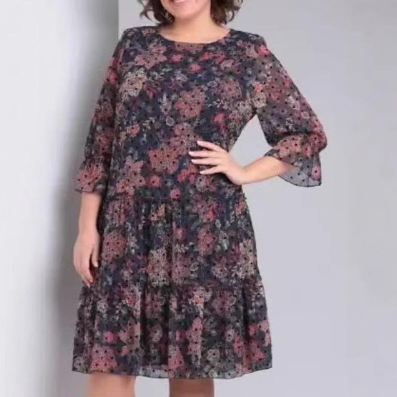 Women's Fashion Casual Print Dress Fashion Western Dress