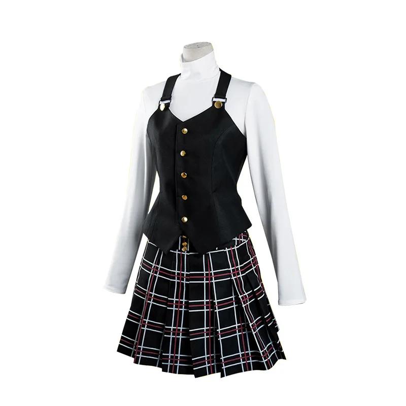 Anime Persona Makoto Niijima Cosplay costum mânecă lungă tricotată top imprimat fustă ciorapi vestă perucă uniformă școlară japoneză