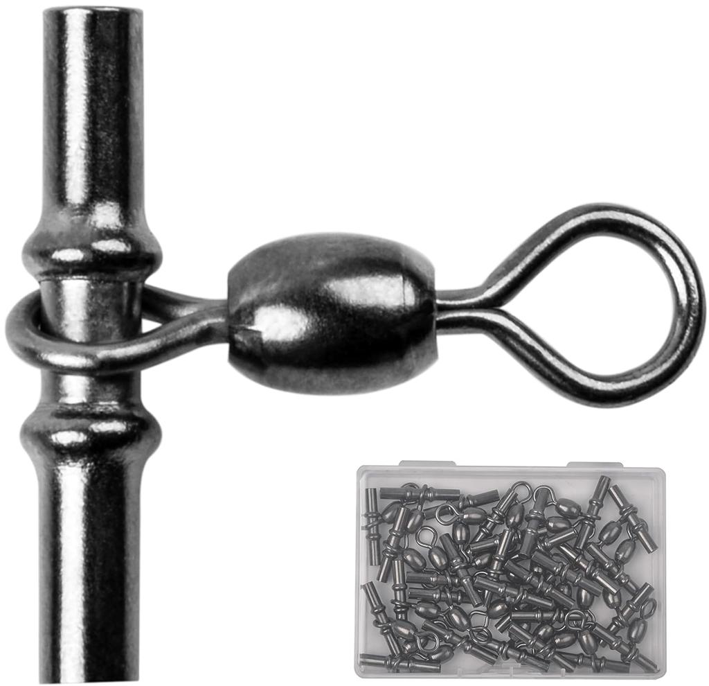 Pack of 50 Fishing Swivel with Amazing DIY Swivels, Three-Prong Sleeve, Rotation, Body, Leader, Rig, 1#