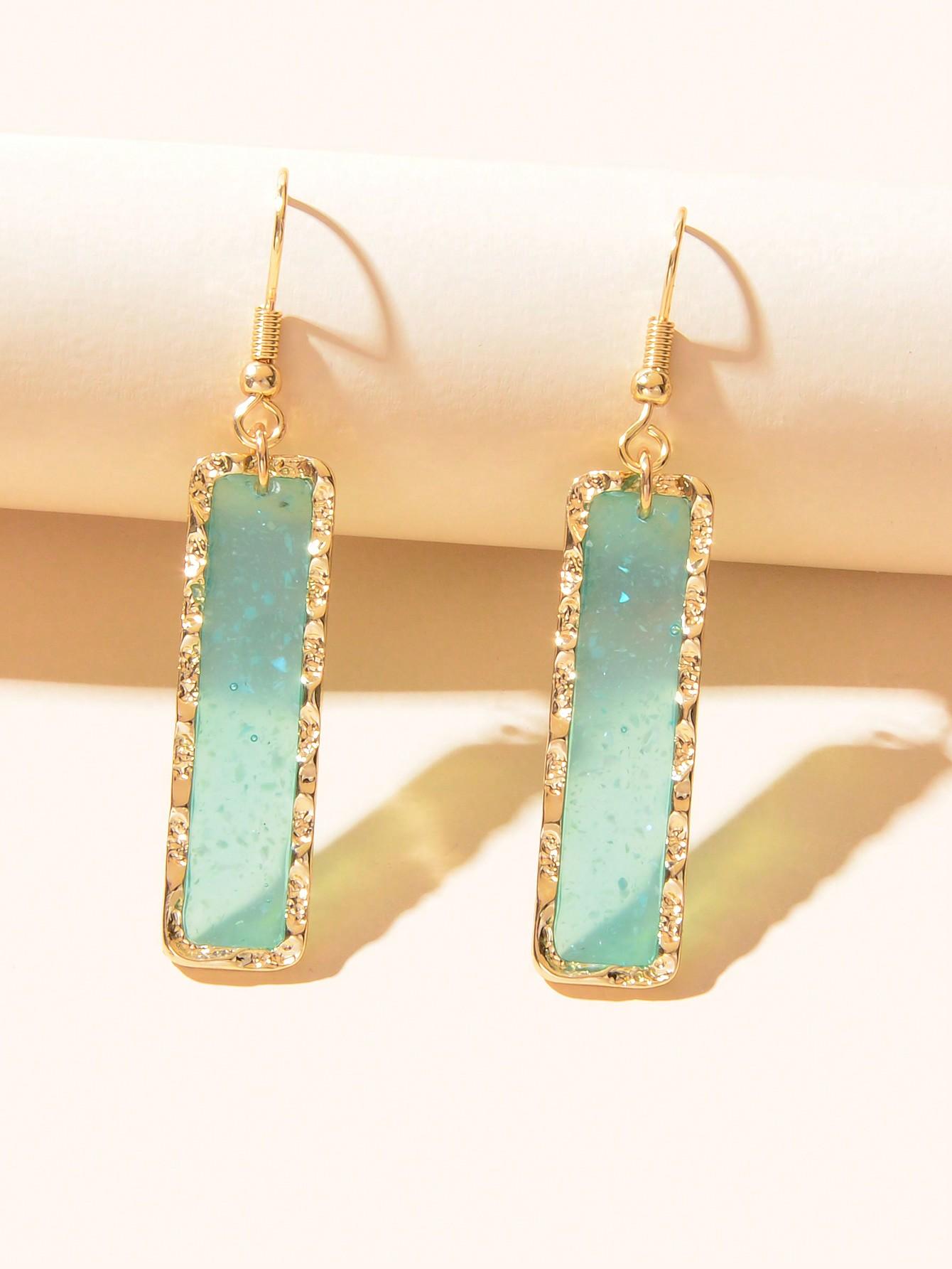 

1 Pair Geometric Green Acrylic Rectangle Dangle Earrings For Women Party Daily Jewelry зелений