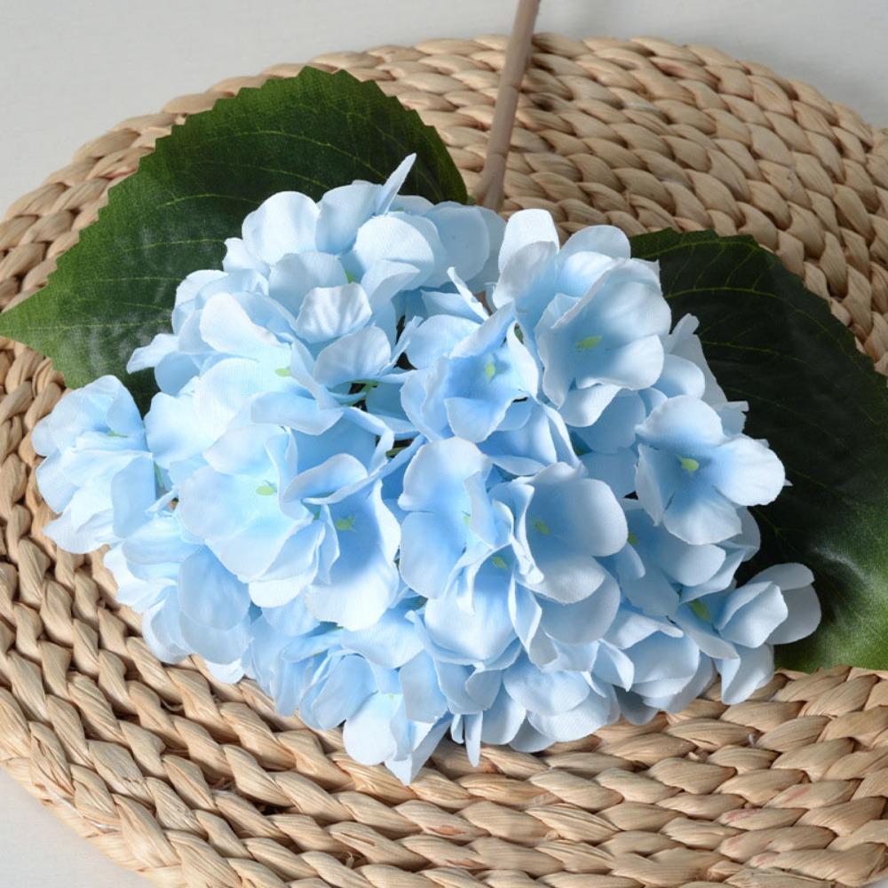 Wedding Garden 45CM Artificial Hydrangea Colorful With Leaves Fake Silk Flowers Realistic Blue Flower Bouquet