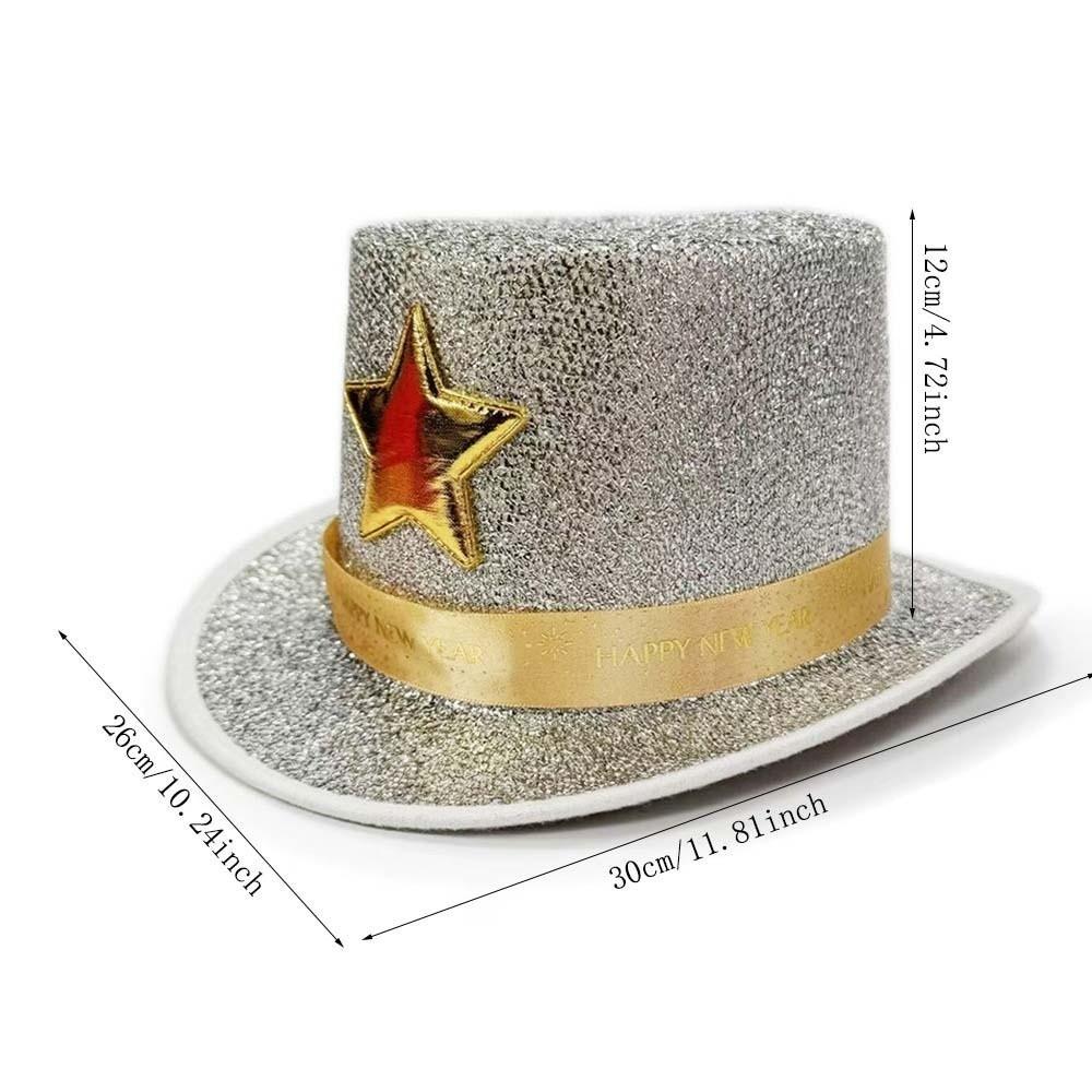 Formal Cap Wide Brim Shiny Jazz Hat Woolen Lightweight Magician Cap Star Fashion Festival Party Cap Carnival