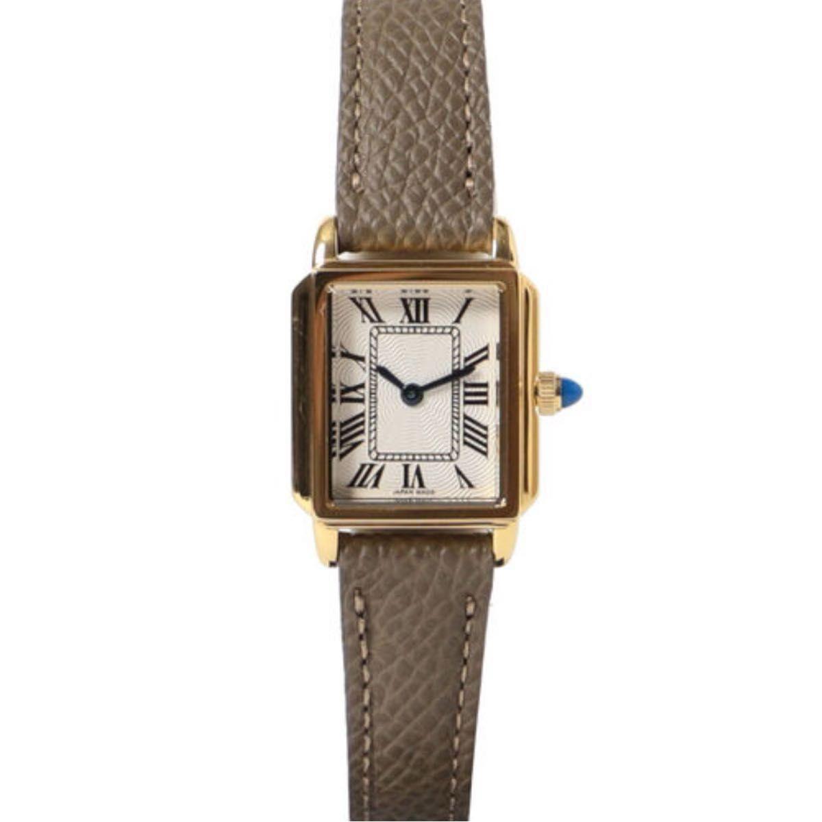 Used [Unused grade] Demi-Luxe BEAMS watch D buckle leather watch wristwatch taupe