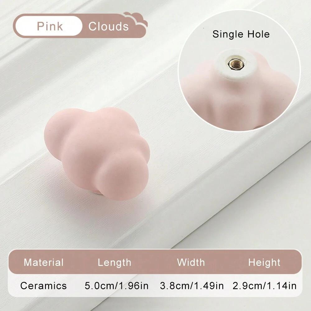 Children's Room Cabinet Knobs Ceramic Cabinet Handle Cartoon Clouds Star Cabinet Wardrobe Drawer Pull Handles for Kids Room