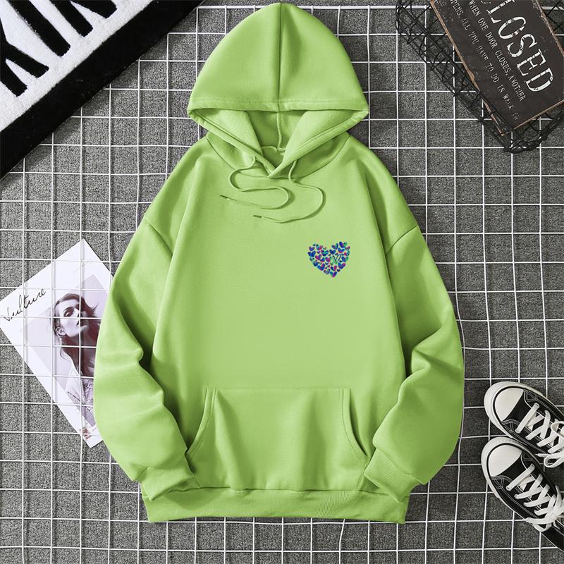 

A Simple Depiction Of Love Printed Women Hooded Graphic Funny Hoodies O-Neck Loose Casual Tops Sport Street Fashion Sweatshirt 5XL зелений
