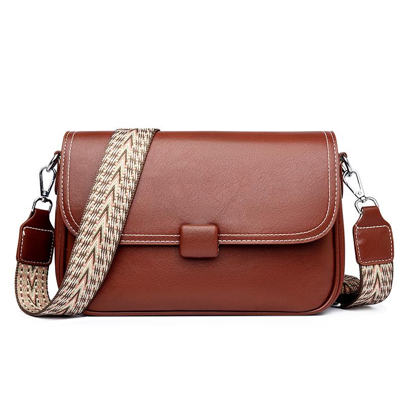 2024 Women's Crossbody Bag: Soft Leather, Fashionable Design, Wide Strap, Stylish Square Shape