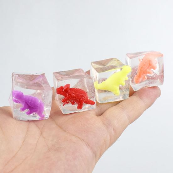 15Pcs Dinosaur Ice Cube Squeeze Toy Anxiety Relieving Clear Cube Sensory Toy Soft Stretchy Transparent Stress Ball Focus Aid Relaxation Tools