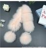 Korean Style Double-Sided Fox & Rabbit Fur Scarf with Pompons for Women