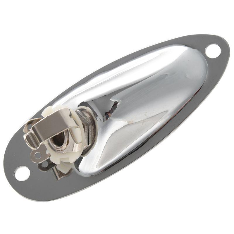 Classy-6Pcs Boat Guitar Jack 1/4 Inch Input Output Jack Plate Socket 6.35Mm Chrome Silver For FD Strat Style Guitar Parts