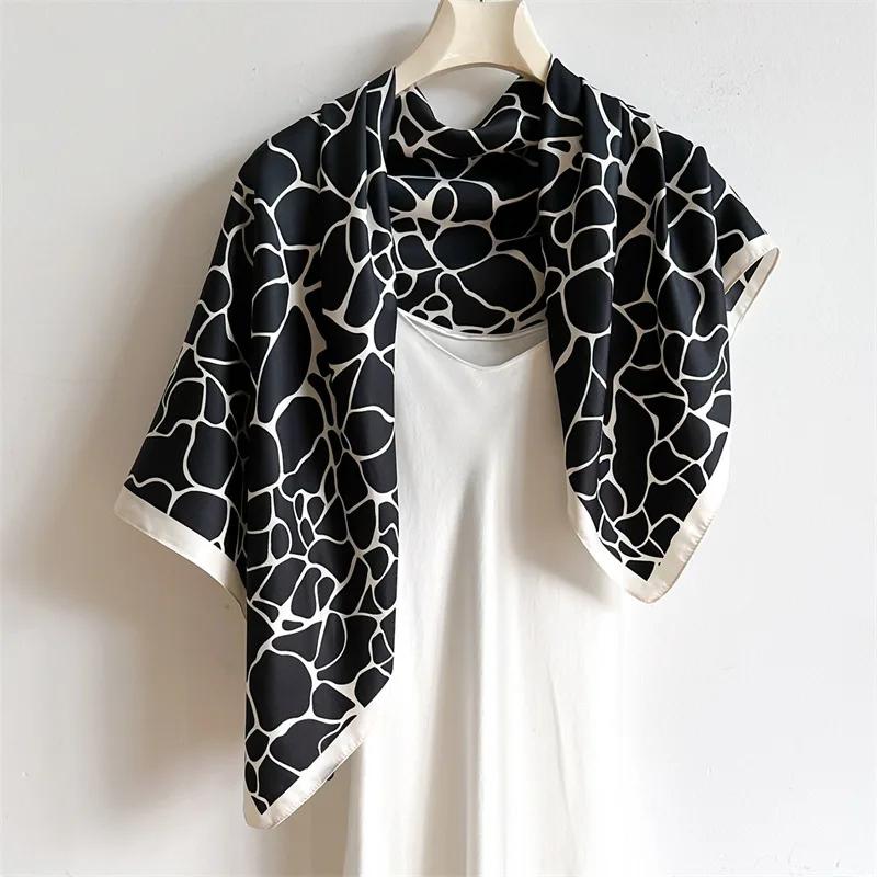 2025 90*90cm Printed Square Scarf Thin Breathable Sunscreen Shawl Casual Outdoor Windproof Head Wrap for Women Ribbon Headband