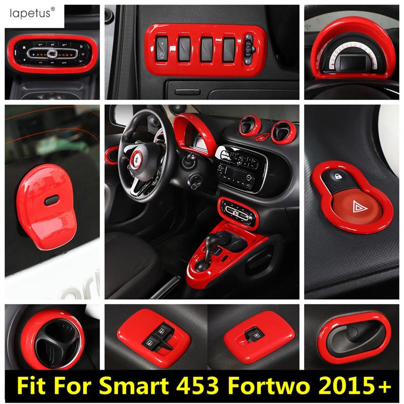 For Smart 453 Fortwo 2015 -  Dashboard AC Air Vent Window Lift Head Lamp Warning Light Cover Trim Red Accessories Interior