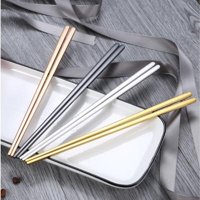 1 Paar flache Essstäbchen, Gold/Silber/Schwarz, 304 Edelstahl, hochglanzpoliert, Essstäbchen, Haushaltsgeschirr