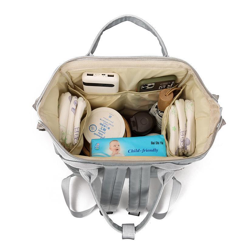 New Large Capacity Solid Color Multifunctional Mommy Backpack for Outdoor Baby Care