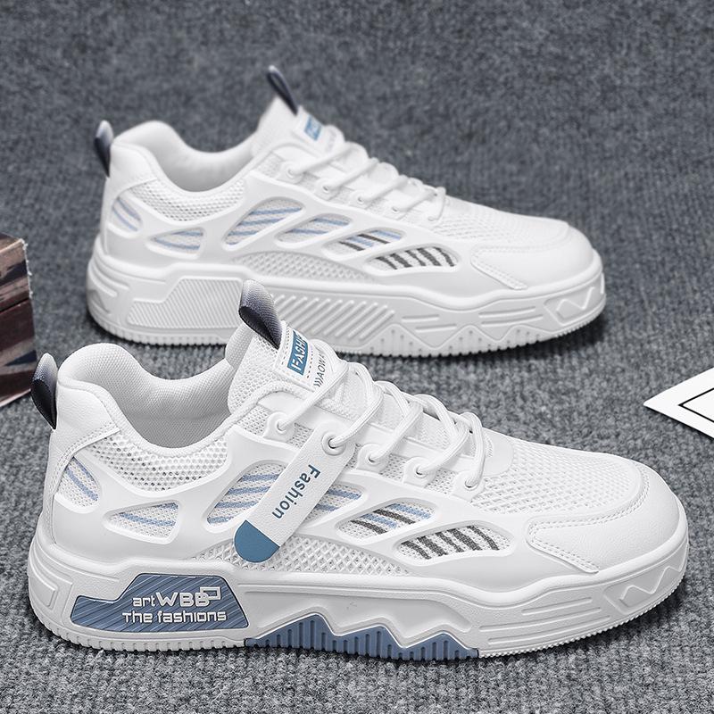 

Туфли белые на толстой подошве, сетчатые, дышащие, спортивные, для бега, низкие, со шнуровкой, увеличивающие рост, мужские туфли 44