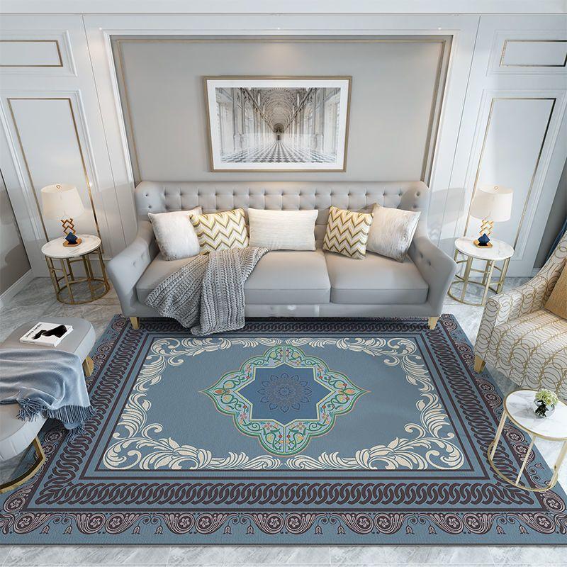 Retro American Style Living Room Carpet Classical Decoration Home Sofa Machine Washable Rug Lounge Bedroom Non-slip Mat Fully