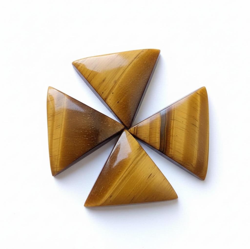 Smooth Golden-Brown Tiger Eye Cabochon, Triangle Cut for Jewelry Making