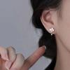 Real 925 Sterling Silver Zircon Clover Bead Screw Plant Stud Earrings For Women Classic Fine Jewelry Light Luxury Accessories