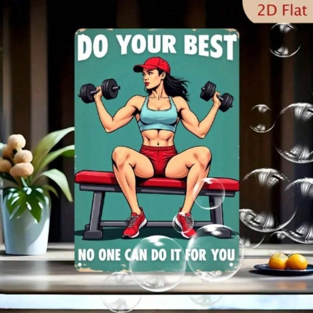 Vintage Gym Metal Poster Motivational Wall Art for Female Athletes Sports Decor