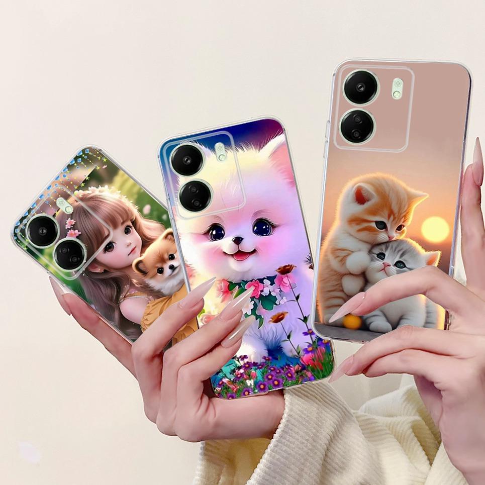 Cool Style Tiger Dragon Pattern Phone Case For Xiaomi Redmi 13c 4G 13c 5G Redmi13 Clear Soft Silicone TPU Back Cover Transparent